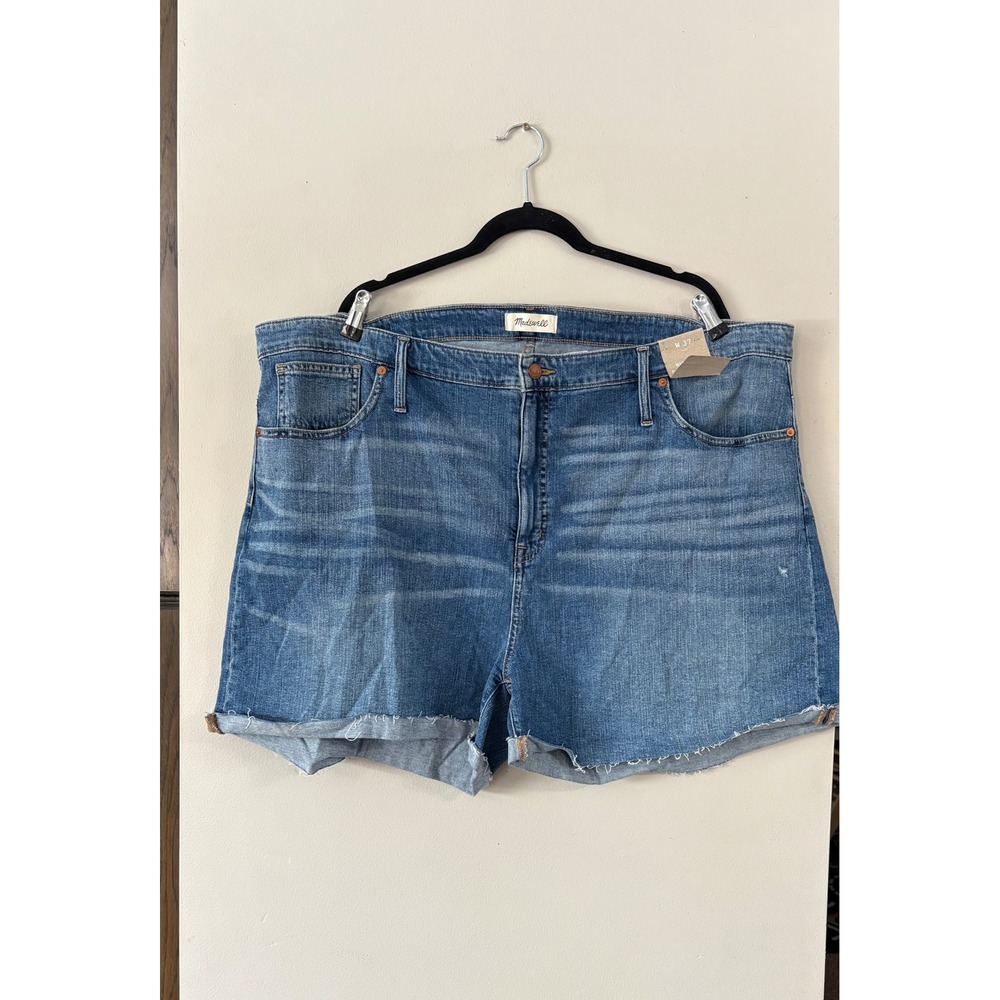Madewell High-Rise Denim Shorts Hamstead Wash Blue Magic Pocket Size 37 Plus NEW